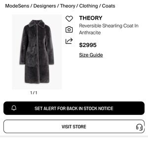 Theory Shearling Coat in Dark Gray